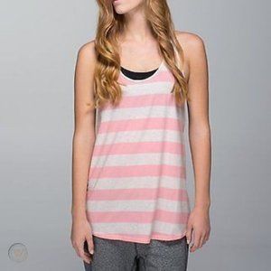 Lululemon Om Racerback Tank in Steep Stripe Bleached Coral Angel White
